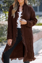 Load image into Gallery viewer, Casual Fringed Trim Weave Cardigan Collar Outerwear(3 Colors)