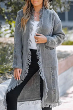 Load image into Gallery viewer, Casual Fringed Trim Weave Cardigan Collar Outerwear(3 Colors)