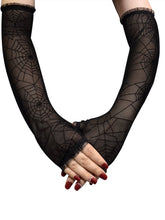Load image into Gallery viewer, Halloween Dark Spider Web Printed Lace Gloves