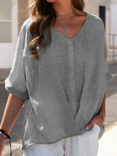 Load image into Gallery viewer, Casual Solid Color Cotton And Linen Tops