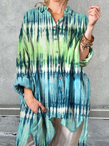 Women's Resort Style Tie Dye Graphic Print Shirt