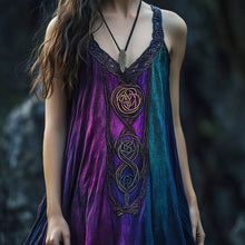 Load image into Gallery viewer, Vintage Celtic Mythology Gradient Lace Linen Tank Dress