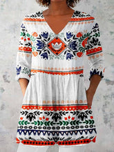 Load image into Gallery viewer, Women's Elegant Geometric Pattern Round Neck Cotton and Linen Top