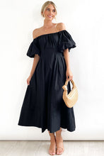 Load image into Gallery viewer, Everyday Orange Off The Shoulder Puff Sleeve Midi Dress