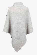 Load image into Gallery viewer, Solid Color Turtleneck Button-embellished Knitted Shawl Cape