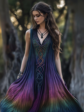 Load image into Gallery viewer, Viking Celtic Art Gradient Linen Tank Dress