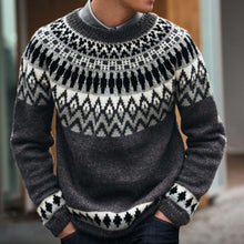 Load image into Gallery viewer, Men&#39;s Vintage Merino Island Knit Jacquard Crew Neck Sweater