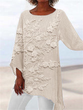 Load image into Gallery viewer, Classy 3D Floral Lace Embroidered Flowy Linen Blend Tunic