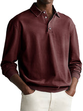 Load image into Gallery viewer, Men's Retro Distressed Comfortable Long Sleeve Lapel Polo Shirt