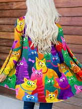 Load image into Gallery viewer, Contrast Cat Print Casual Cardigan