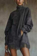 Load image into Gallery viewer, Women Casual Denim Blue Mini Dress Turtleneck H-Line Fall Daily