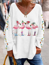 Load image into Gallery viewer, Women's Christmas Flamingo Print Casual Top