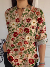 Load image into Gallery viewer, Vintage Summer Floral Pattern Printed Women's Casual Long Sleeve Comfortable Cotton Shirt