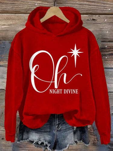 Women's Christmas Oh Night Divine Printed Casual Hoodie