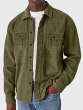 Load image into Gallery viewer, Men's Casual Corduroy Double Pocket Solid Color Long Sleeve Shirt