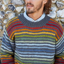Load image into Gallery viewer, Vintage Rainbow Stripe Knit Jacquard Crew Neck Sweater（Unisex）
