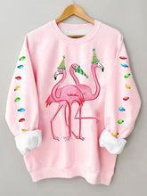 Load image into Gallery viewer, Women&#39;s Merry Christmas Flamingo Fun Print Casual Sweatshirt