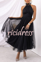 Load image into Gallery viewer, Fairy Vibes Tulle Gathered Detail Halter Maxi Dress