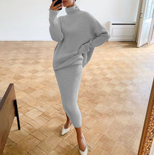 Load image into Gallery viewer, Casual Turtleneck Sweater Loose Version Skirt Suit