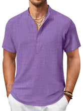 Load image into Gallery viewer, Men's Hawaiian Stand Collar Button Pocket Short Sleeve Shirt