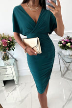 Load image into Gallery viewer, Gorgeous Day Batwing Sleeve Ruched Midi Dress