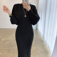 Load image into Gallery viewer, Temperament Round Neck Knitted Dress Two-Piece Set