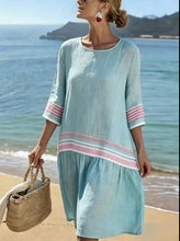 Load image into Gallery viewer, Women'S Casual Color-Block Cotton And Linen Dress