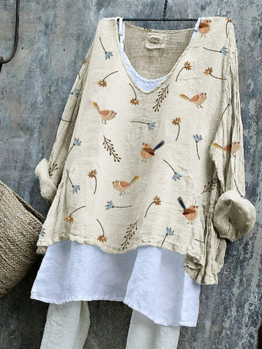 Women's Birds Floral Embroidery Pattern Dress