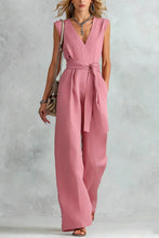 Load image into Gallery viewer, V-Neck Lace-Up Jumpsuit