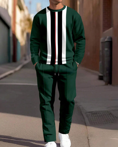 Men's Colorblock Round Neck Casual Sports Set 008