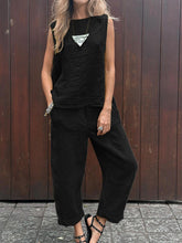 Load image into Gallery viewer, Women's Tank And Casual Pants Linen Cotton Suit