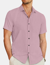 Load image into Gallery viewer, Men's Casual Cotton And Linen Solid Color Short-sleeved Shirts
