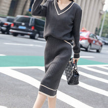 Load image into Gallery viewer, Chic V-neck Long Sleeves Knit Sweater Set