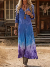 Load image into Gallery viewer, Women'S Casual V-Neck Color-Block Printed Long-Sleeved Dress