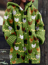 Load image into Gallery viewer, Hens and Chicks Graphic Vintage Cozy Knit Cardigan