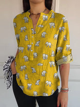 Load image into Gallery viewer, Petite Elephant Pattern Printed Women's Casual Long Sleeve Comfortable Cotton Shirt