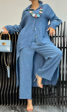 Load image into Gallery viewer, Women's Linen Back Cut-Out Shirt And Trousers Two-Piece Set