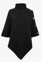 Load image into Gallery viewer, Solid Color Turtleneck Button-embellished Knitted Shawl Cape