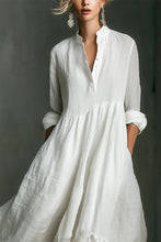 Load image into Gallery viewer, Women's White Long-sleeved Ruffled Maxi Dress