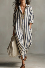 Load image into Gallery viewer, Casual Striped Shirt Bohemian Style Maxi Dress