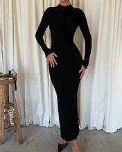 Load image into Gallery viewer, Fashion Solid Color Half High Collar Long Sleeve Dress