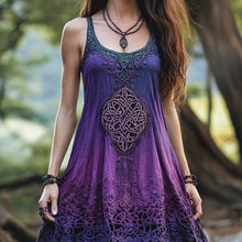 Load image into Gallery viewer, Vintage Lace Celtic Totem Printed Women's Linen Vest Dress