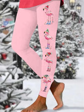 Load image into Gallery viewer, Women's Christmas Flamingo Print Skinny High Stretch Leggings