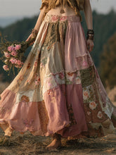Load image into Gallery viewer, Vintage Boho Floral Patchwork Art Women's Flowing Maxi Dress