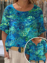 Load image into Gallery viewer, Women's Peacock Pattern Art Print Front And Back Wear Short Sleeve Cotton Shirt