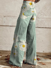 Load image into Gallery viewer, Women&#39;s Vintage Daisy Flower Pattern Print Casual Wide Leg Pants