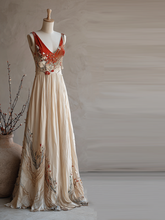 Load image into Gallery viewer, Women's Vintage Cherry Blossom Embroidery Gradient Sleeveless Dress