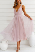 Load image into Gallery viewer, Feeling Romantic V Neck Tulle Midi Dress