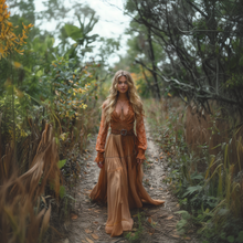 Load image into Gallery viewer, Women's Retro Country Pastoral Linen Style Long-sleeve Casual Maxi Long Dress