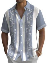 Load image into Gallery viewer, Men's Hawaiian Bamboo Print Pocket Short Sleeve Shirt